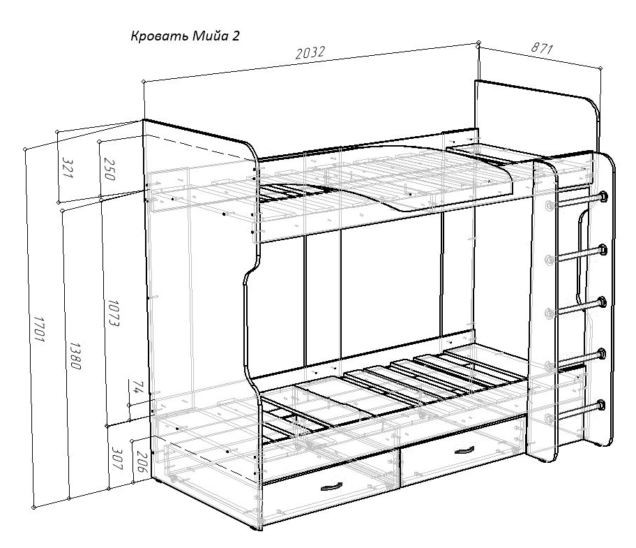 Схема сборки двухъярусной кровати