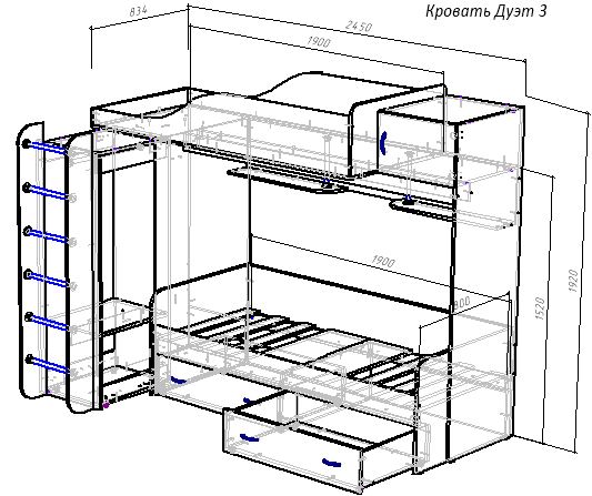 2 ярусная кровать дуэт 2