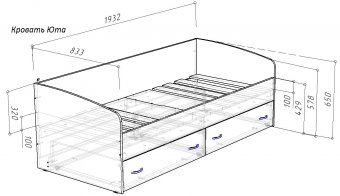 Кровать односпальная размеры чертеж